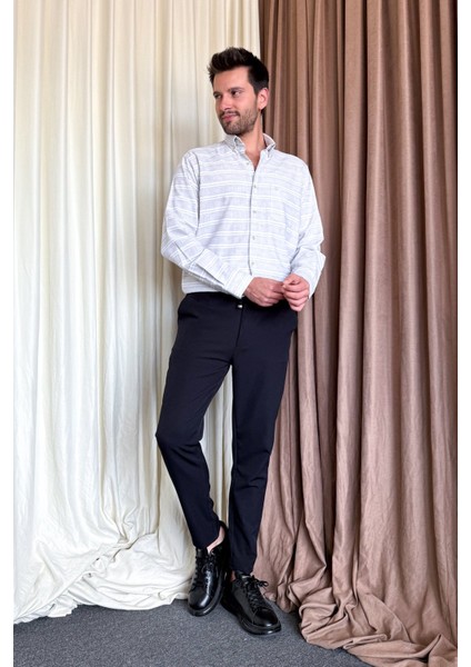 Erkek Çizgili Klasik Gömlek fırsatları