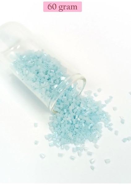 Kesme Cam Boncuk 2mm - 60 Gram - Maz Buz Mavi - BNC369