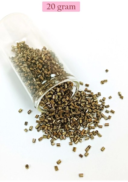 Kesme Cam Boncuk 2mm - 20 Gram - Metalik Sarı -BNC342