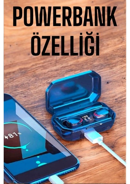 Şarj Göstergeli Powerbank Bluetooth Kulaklık M12 Aktif Gürültü Engelleyici