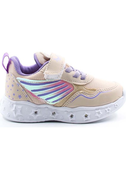 Kız Çocuk Lastikli Ve Cırtılı Desenli Işıklı Sneaker Spor Çocuk Ve Bebek Ayakkabısı 141xca058