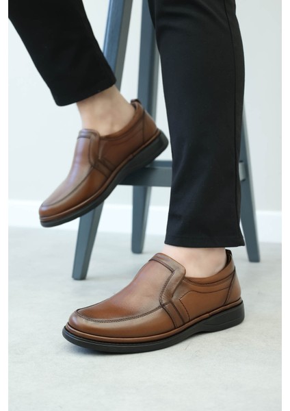 Hakiki Deri Ortopedik Erkek Casual Günlük Rahat Comfort Taban Bağcıksız Ayakkabı 662ma209