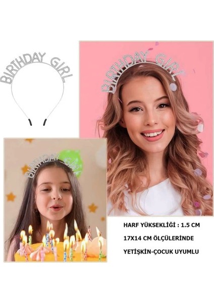Kristal Taşlı Gümüş Birthday Girl Parti Tacı