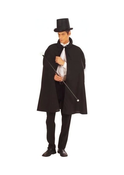 Siyah Sihirbaz Pelerini ve Sihirbaz Şapkası Yetişkin Boy