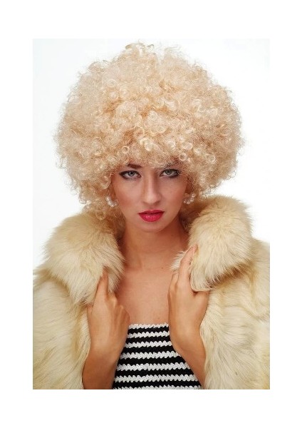 Altın Renk Kıvırcık Afro Parti Peruğu fiyatları