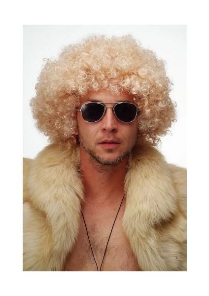 Altın Renk Kıvırcık Afro Parti Peruğu modelleri