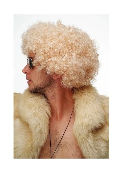 Altın Renk Kıvırcık Afro Parti Peruğu indirimleri