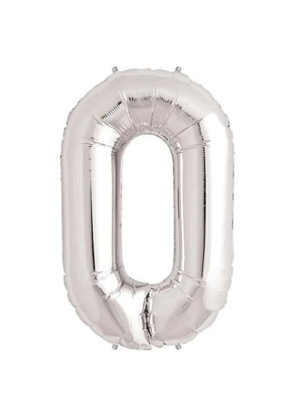 Gümüş Rengi Folyo Rakam Balon 1 Metre