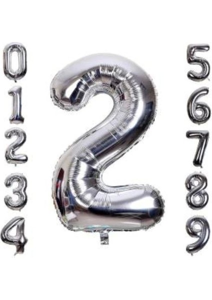 Gümüş Rengi Folyo Rakam Balon 1 Metre fiyatları