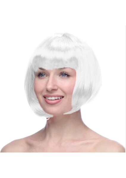 Beyaz Küt Peruk Saç