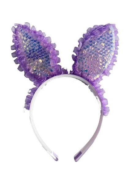 Mor Dantelli Pullu Işıklı Tavşan Kulak Taç modelleri