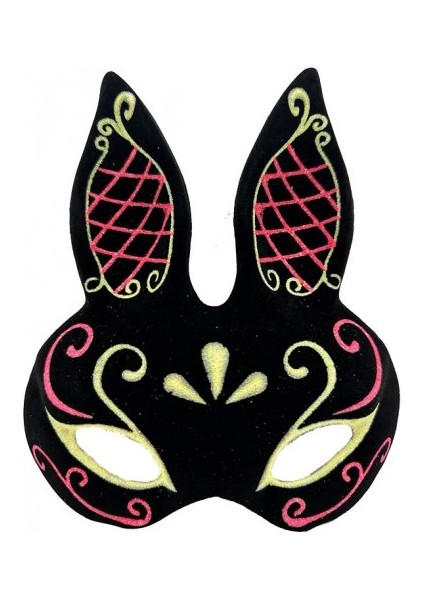 Siyah Kırmızı Gold Tavşan Maskesi