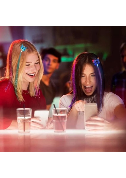 LED Fiber Optik Işıklı Kelebek Saç Klipsi