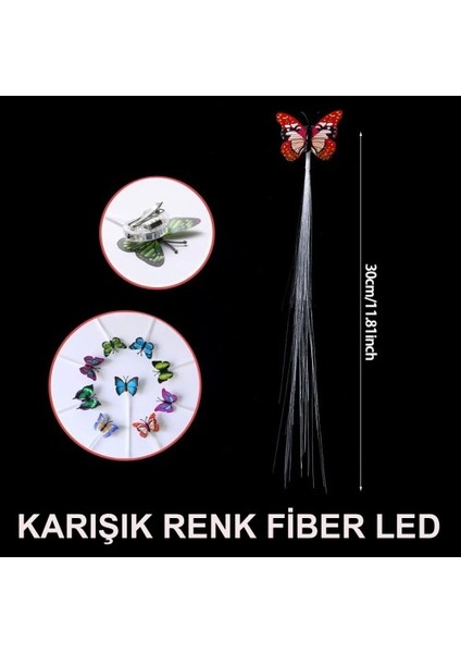 LED Fiber Optik Işıklı Kelebek Saç Klipsi