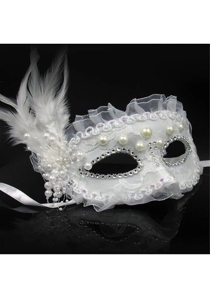 Beyaz Inci Taşlı Parti Maskesi fiyatları