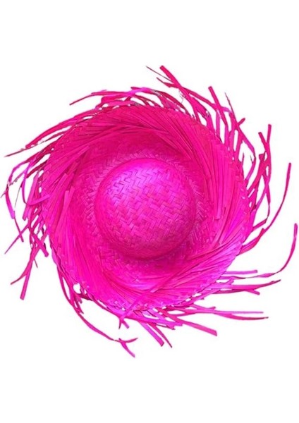 Tropikal Parti Fuşya Hasır Hawaii Şapkası fırsatları