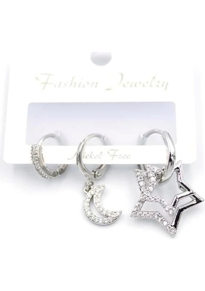 3'lü Yıldız Küpe - Gümüş