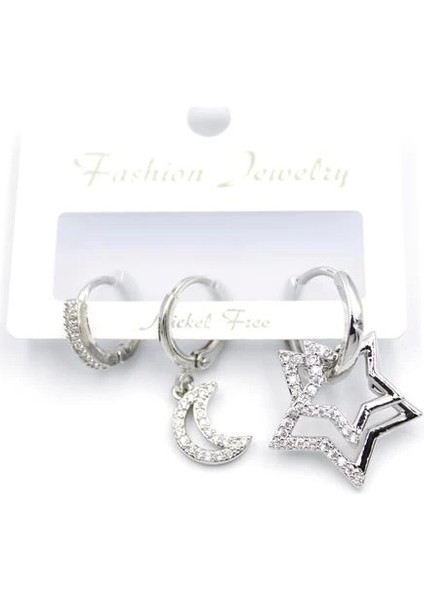 3'lü Yıldız Küpe - Gümüş fiyatları