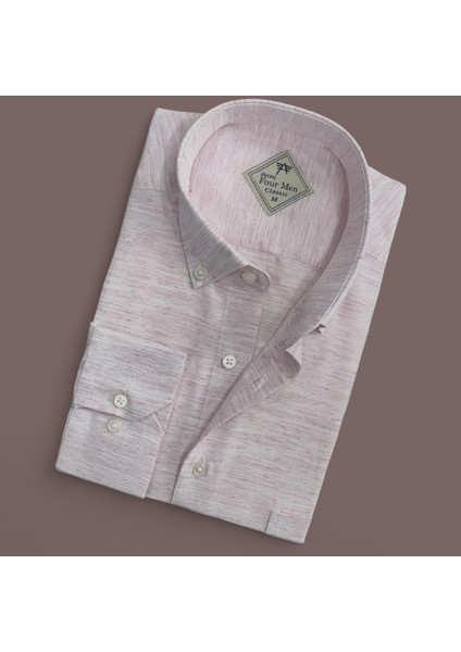 Linen Keten Klasik Uzun Kollu Ekru Erkek Gömlek (Regular Kalıp) fiyatları