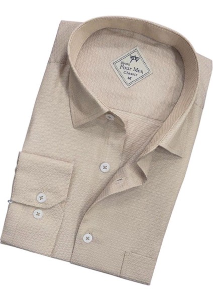 Linen Keten Klasik Uzun Kollu Krem Erkek Gömlek (Regular Kalıp) fiyatları