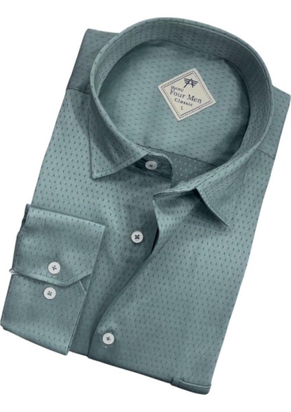 Linen Keten Klasik Uzun Kollu Petrol Yeşili Erkek Gömlek (Regular Kalıp) fiyatları