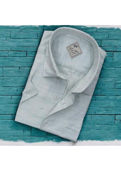 Linen Keten Klasik Kısa Kollu Erkek Gömlek (Regular Kalıp)