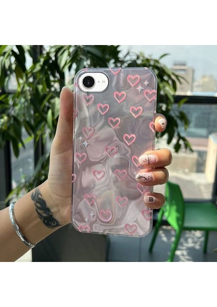 Apple iPhone 16E Uyumlu Kılıf Zebana Pink Heart Silikon Kılıf Pembe fiyatları