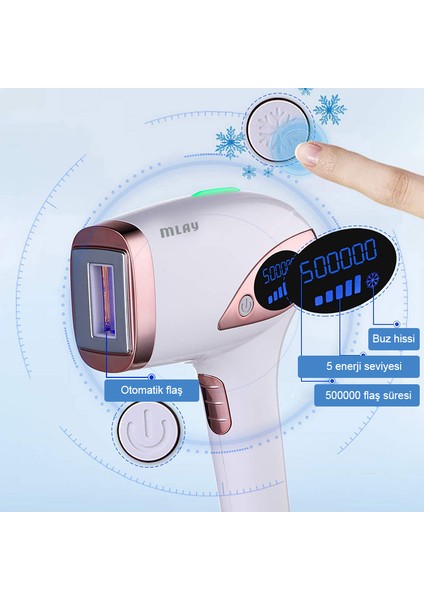Buz Başlıklı Ipl Lazer Epilasyon Vücut + Yüz + Özel Bölgelere Uygundur Bay&bayan Ipl Lazer Cihazı + Protez Adhesive Gel Hediye