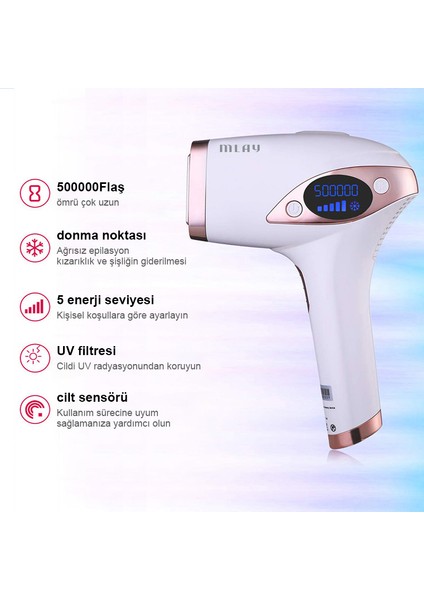 Buz Başlıklı Ipl Lazer Epilasyon Vücut + Yüz + Özel Bölgelere Uygundur Bay&bayan Ipl Lazer Cihazı + Protez Adhesive Gel Hediye