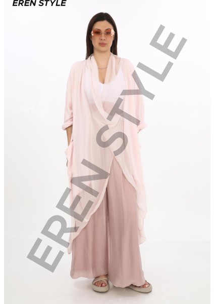 Italyan Ipek Detaylı Oversize Kaftan & Bluz