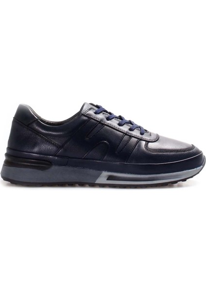Erkek Hakiki Deri Sneaker Günlük Rahat Spor Yürüyüş Casual Bağcıklı Ayakkabı Lacivert 600ma326