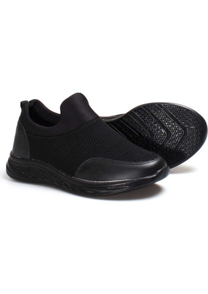 Erkek Sneaker Günlük Rahat Esnek Spor Koşu Yürüyüş Yazlık Bağcıksız Fileli Ayakkabı Siyah 877ma022