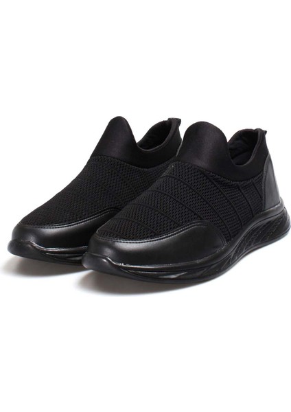 Erkek Sneaker Günlük Rahat Esnek Spor Koşu Yürüyüş Yazlık Bağcıksız Fileli Ayakkabı Siyah 877ma022