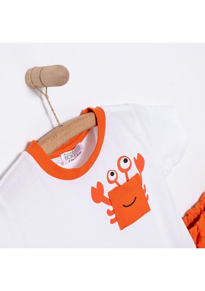 Erkek Bebek Tişört-Şort 2li Takım Under The Sea Bisiklet Yaka Reçme Paça Kısa Kol Ekru modelleri