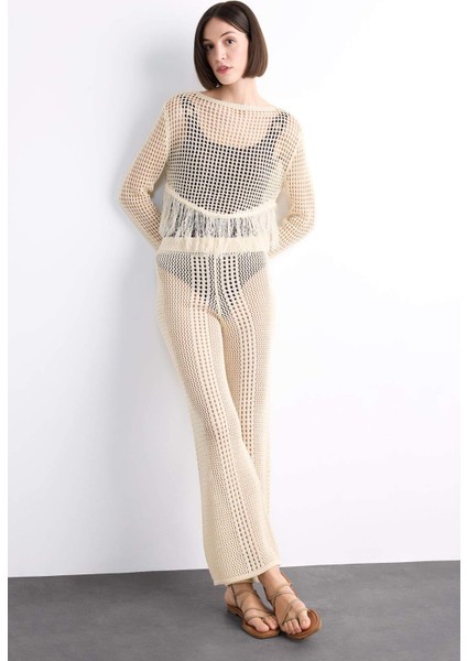 Straight Fit Esnek Belli Kroşe Plaj Pantolonu F7461AX25HS