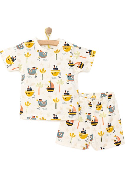 Erkek Bebek Pijama Takım Çıtçıtlı Bisiklet Yaka Kısa Kol