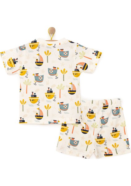 Erkek Bebek Pijama Takım Çıtçıtlı Bisiklet Yaka Kısa Kol