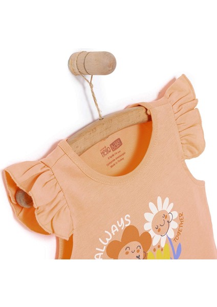 Basic Kız Gülen Çiçek Baskılı Atlet T-Shirt Kız Bebek