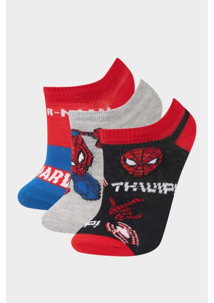 Erkek Çocuk Marvel Spiderman 3'lü Pamuklu Patik Çorap F2580A8NS