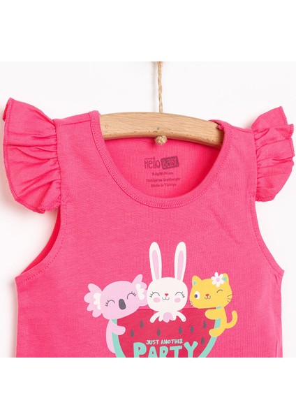 Basic Kız Hayvan Baskılı Atlet T-Shirt Kız Bebek