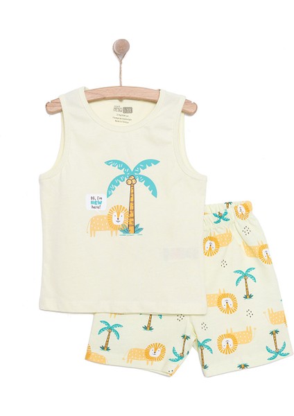 Erkek Bebek Basic Tişört-Şort 2li Takım Bisiklet Yaka Reçme Paça Atlet Kol Açık Yeşil