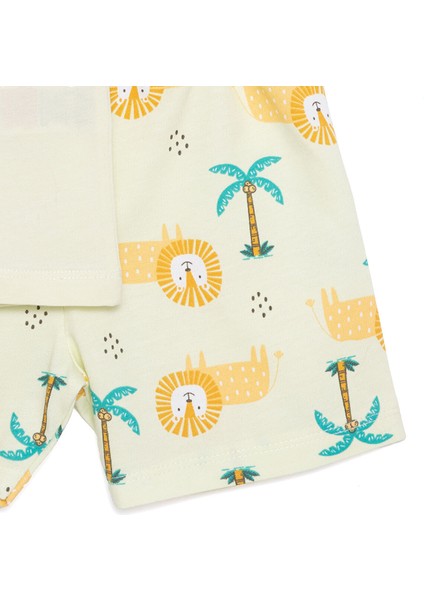 Erkek Bebek Basic Tişört-Şort 2li Takım Bisiklet Yaka Reçme Paça Atlet Kol Açık Yeşil modelleri