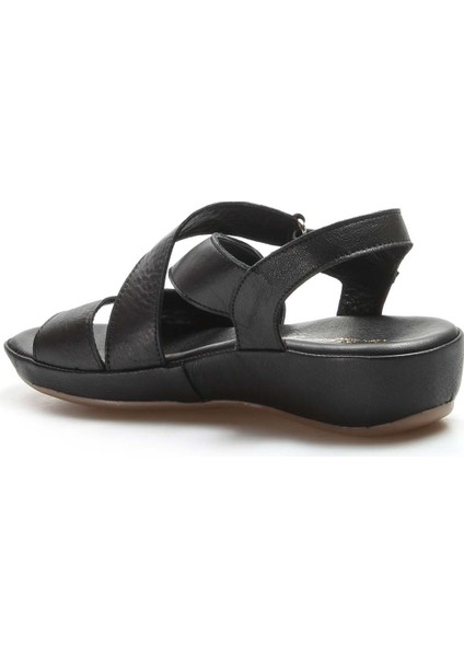 Kadın Deri Rahat Yazlık Casual Günlük Sandalet Siyah 864zar05