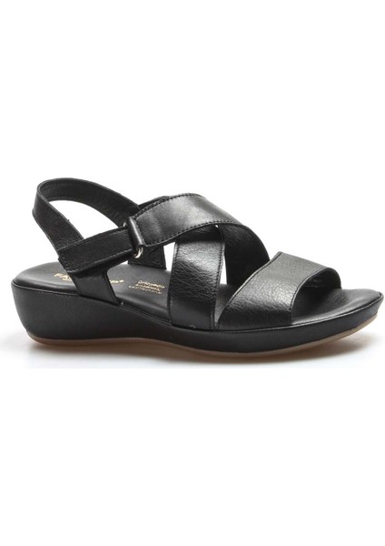 Kadın Deri Rahat Yazlık Casual Günlük Sandalet Siyah 864zar05