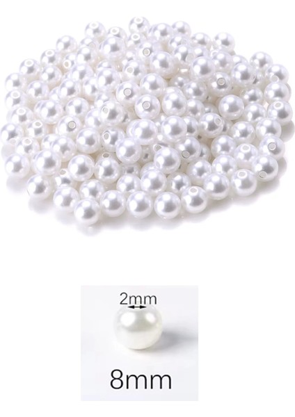 100 Gram 8mm Beyaz Renk Plastik Inci Boncuk Çanta ve Takı Yapım Boncuğu (~320 Adet) fiyatları