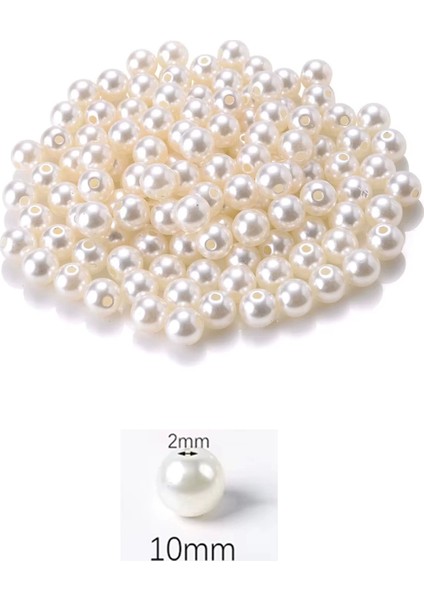 250 Gram 10MM Krem Renk Plastik Inci Boncuk Çanta ve Takı Yapım Boncuğu (~475 Adet)