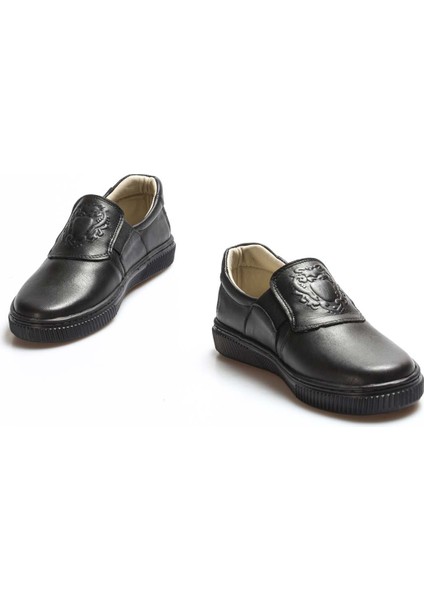 Hakiki Deri Siyah Unisex Çocuk Casual Ayakkabı 770pa916