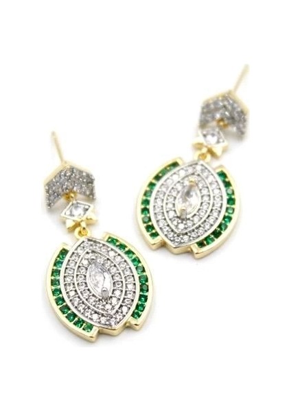 Taşlı Küpe - Yeşil