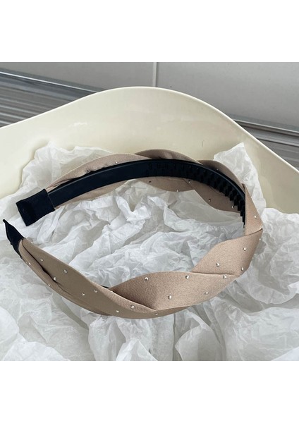 Ilkbahar ve Yaz Şampanyası Maillard Yüksek Kafatası Saten Kafa Bandı, Üst Düzey Kadın Sünger Kafa Bandı, Yeni Geniş Kenarlı Saç Demeti Kafa Bandı (Yurt Dışından)