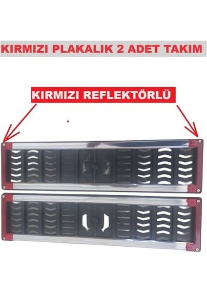 Plaka Altı Plakalık Plastik Krom Kırmızı Reflektörlü 2 Adet 1 Takım